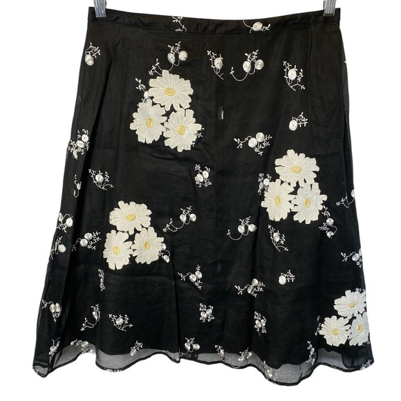 Persaman New York Dresses & Skirts - Persaman New York Womens Floral Embroidery Midi Skirt Size 12 Cotton Spring Chic